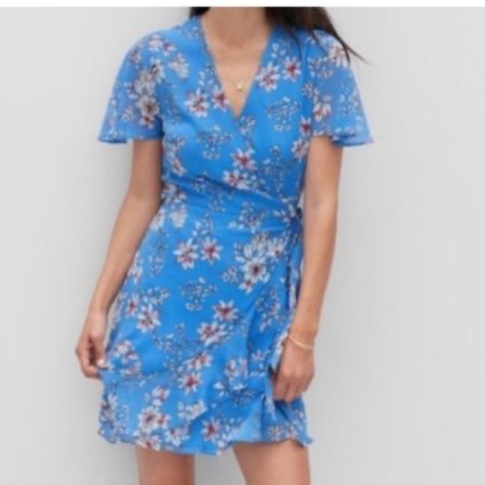 Banana Republic Blue Floral Wrap Dress